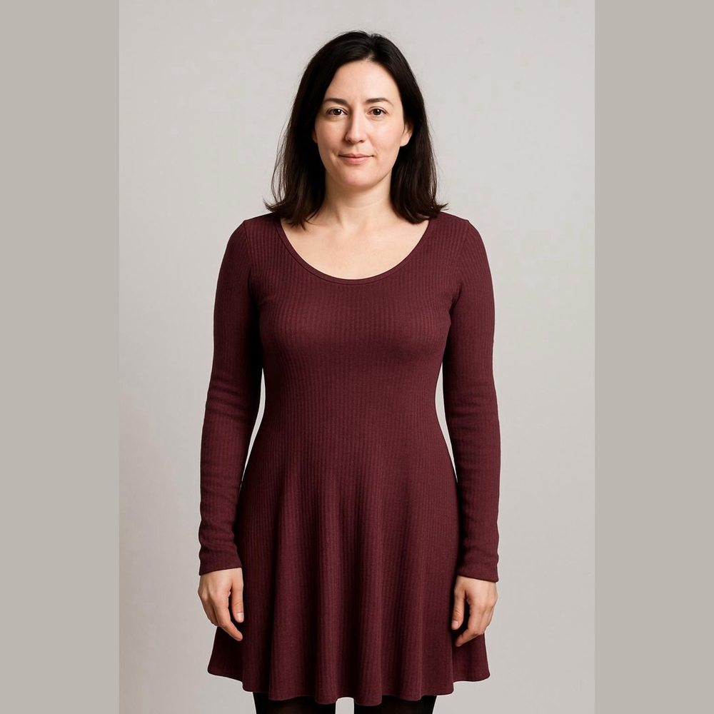 Cato Dress Women's Size Large Burgundy Long Sleeve - Picture 1 of 8